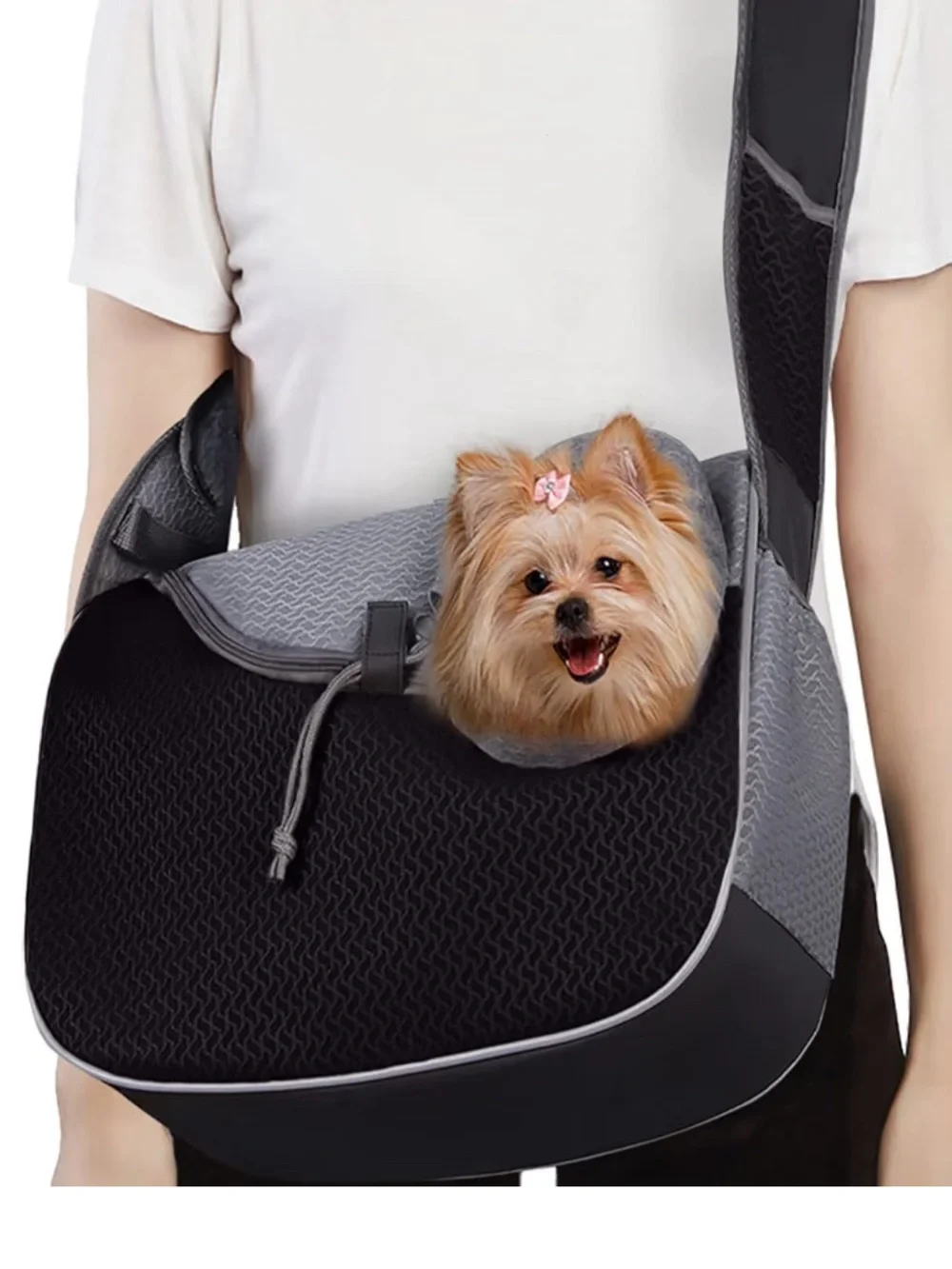 Gray and Black Crossbody Dog Carrier